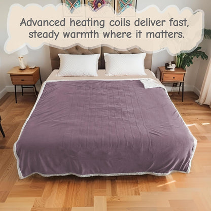 Soypipo Electric Heated Throw Blanket 50"x60", Faux Fur Plush with 4 Heat Settings & 2/4/8/10H Auto Shut-Off, Overheat Protection, Machine Washable, for Office & Chair, Dark Grey