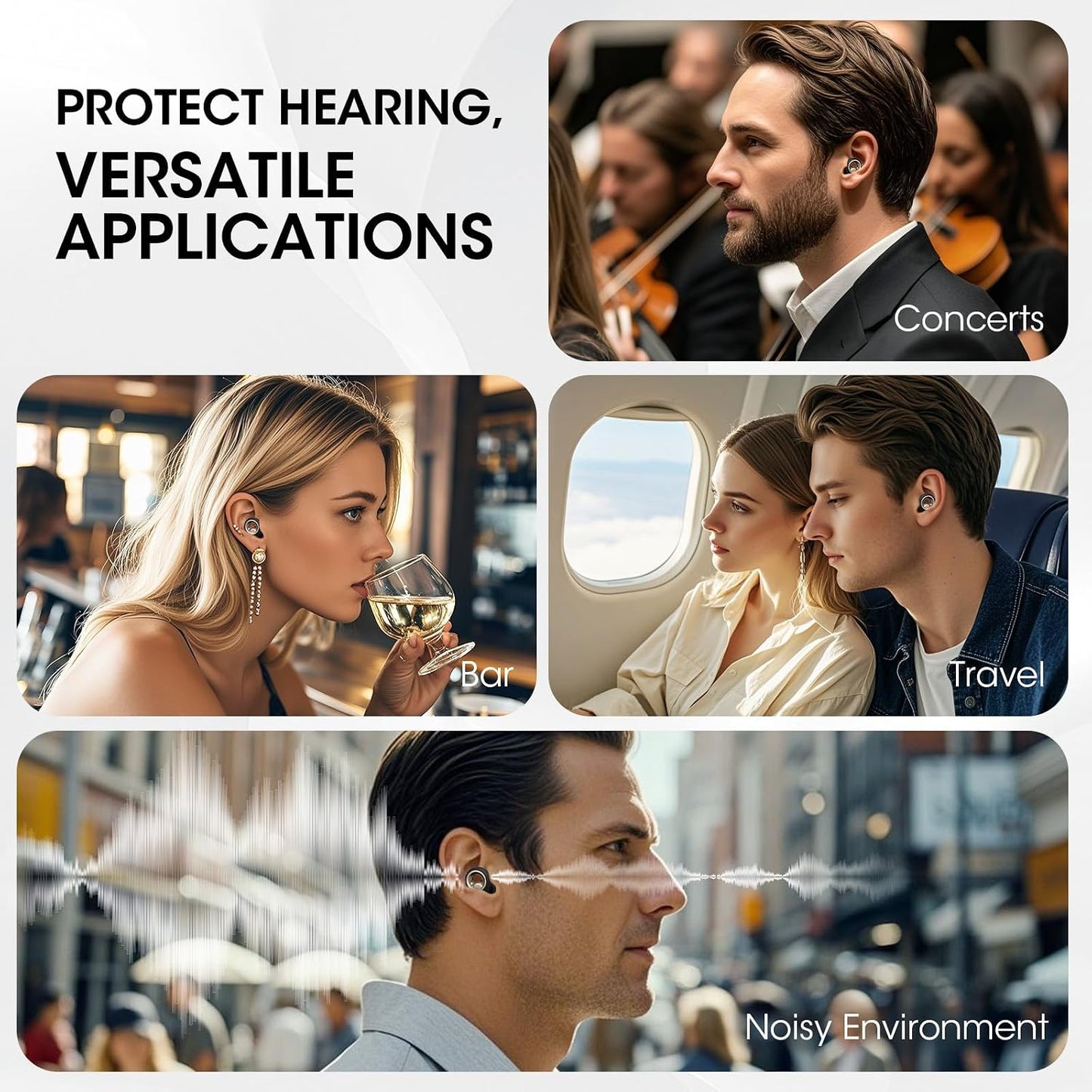 Noise Cancelling Ear Plugs for Sleeping, Reusable Silicone Ear Plugs for Noise Reduction, Soft Hearing Protection with 8 Ear Tips for Concerts, Work, Shooting, and Travel(Rose)