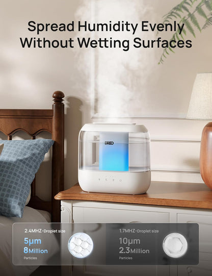 DREO 4L Humidifiers for Bedroom, 36H Runtime, 28 dB Quiet, HM311 | Easy to Refill & Clean, BPA-Free, Nightlight, Supersized Air Humidifiers for Large Room, Baby Nurseries, Plants, Indoor