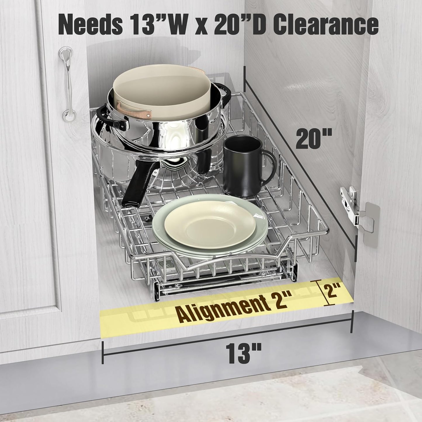 Simple Houseware Under Cabinet Pull Out Sliding Shelf, 21" Dx11 W, Chrome