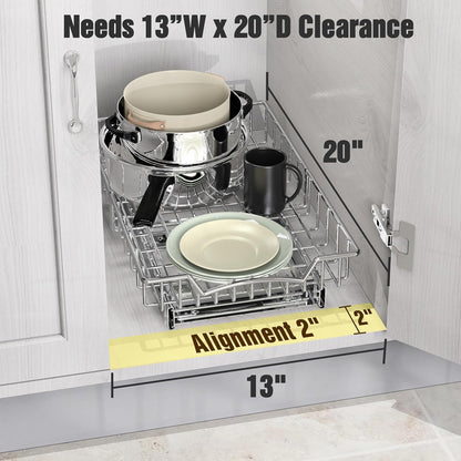 Simple Houseware Under Cabinet Pull Out Sliding Shelf, 21" Dx11 W, Chrome