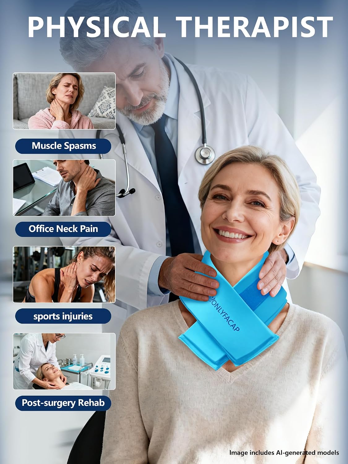 Flexible Neck Ice Pack Wrap,Gel Cold Therapy for Pain Relief