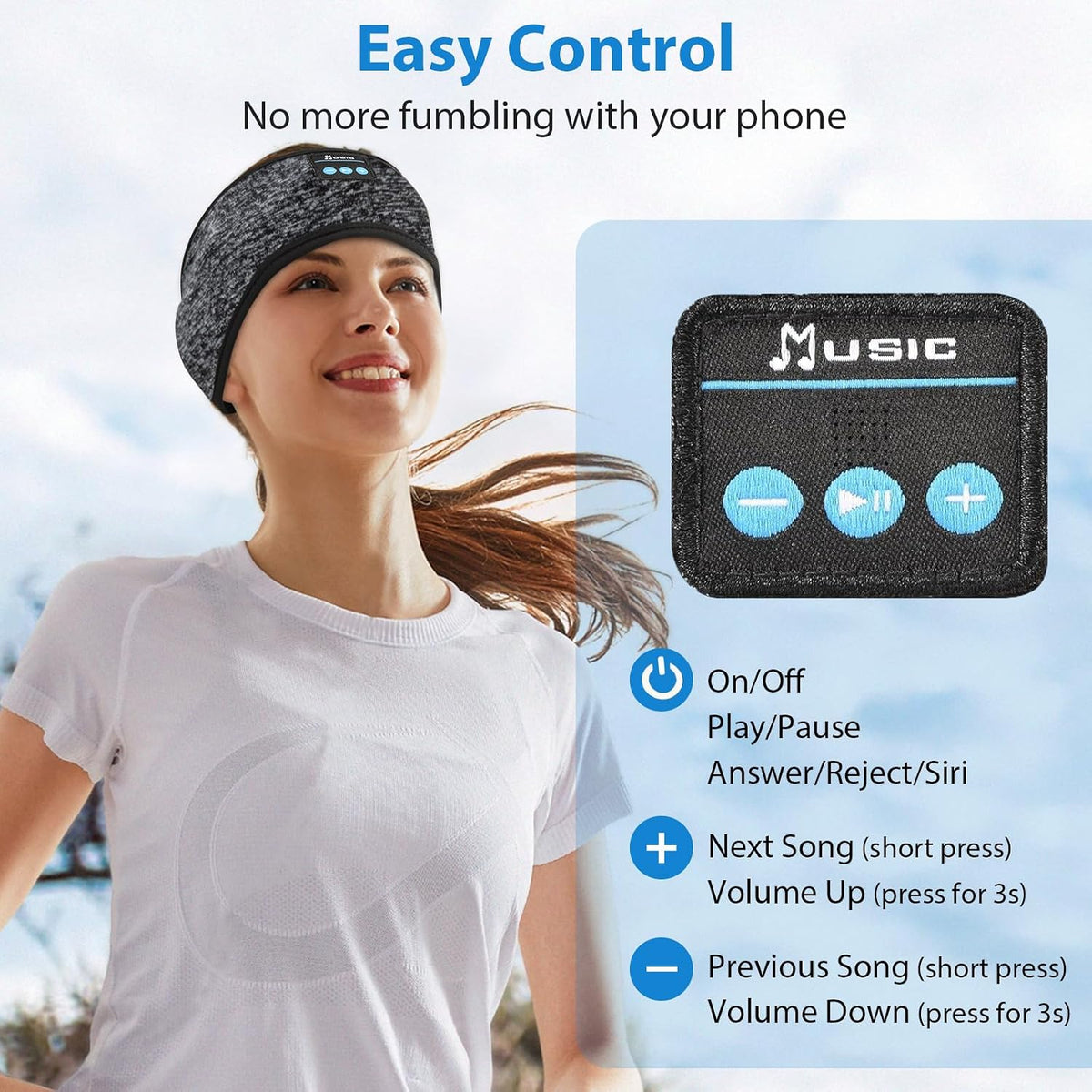 Adjustable Headband Headphones Sleeping Headphones with Ultra-Thin Speakers