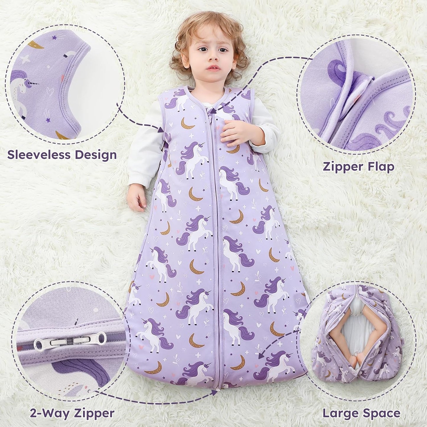 Yoofoss Baby Sleep Sack 0-6 Months Wearable Blanket for Babies 100% Organic Cotton 2-Way Zipper TOG 0.5 Toddler Sleeping Sack 3 Pack, Sleep Sacks
