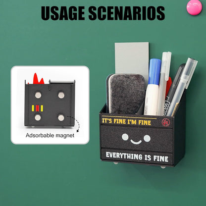 Tian Zhun Dumpster Fire Pencil Holder Funny Magnetic Pen Holder Strong Magnets to Store Marker Pencil Organizer for Refrigerator Whiteboard Locker Home Office or Hospital