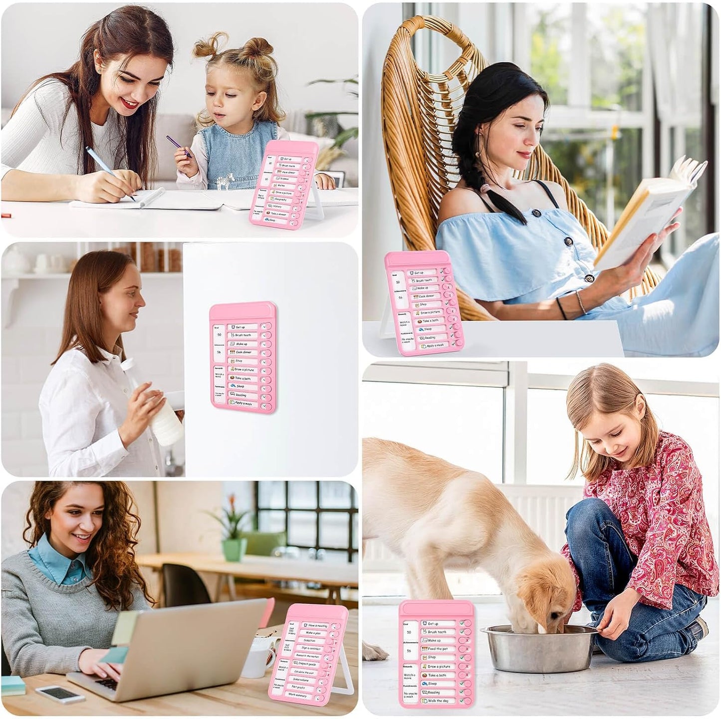 Audab 2Pcs Dry Erase Chore Chart for Kids, Magnetic Checklist Board, My Chores Slider Chart to Do List Board, Routine Chart Schedule Board Task Tracker for Home Refrigerator, Wall, Desk (Blue & Pink)