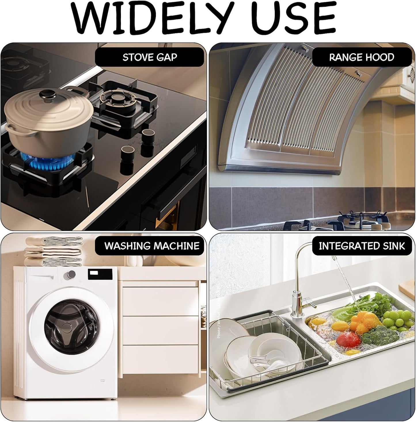 Stainless Steel Stove Gap Covers (2PCS), Stove Gap Filler for Kitchen Oven Counter Side Gap, Range Trim Kit, Easy Clean and Heat Resistant, Adjustable Length 13.8" to 27.5" 1