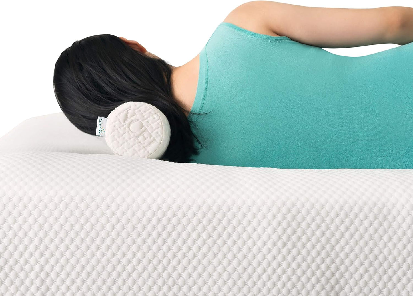 Comfort Memory Foam Neck Roll and Cervical Bolster Round Pillow with Removable Washable Soft Cover for Spine and Neck Back Lumbar Leg Vertebra Support (18x6 inch Pillow)