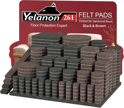Felt Furniture Pads -56 Pcs(1+2)” Premium Felt Pads for Chair Legs Furniture, Floor Protectors for Hardwood Floors,Brown