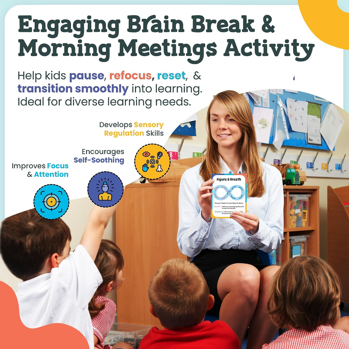 Breathing Cards for Kids, Mindfulness & Calming Corner Kit Must Haves