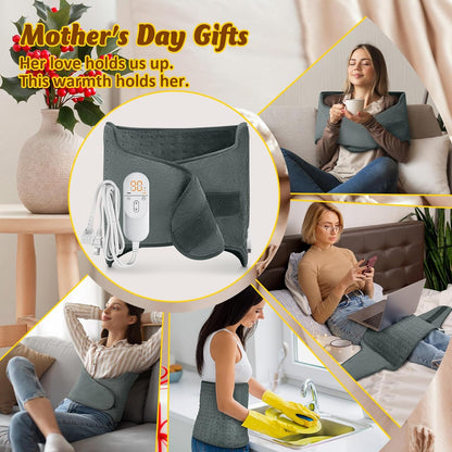 Heating Pad for Neck Shoulders Back, Upgraded PTC+NTC Even Heating, Versatile Electric Heated Neck Wrap for Full-Body Relax, Birthday Gifts for Women Men Mom Dad Wife Husband, ETL Safety Certified