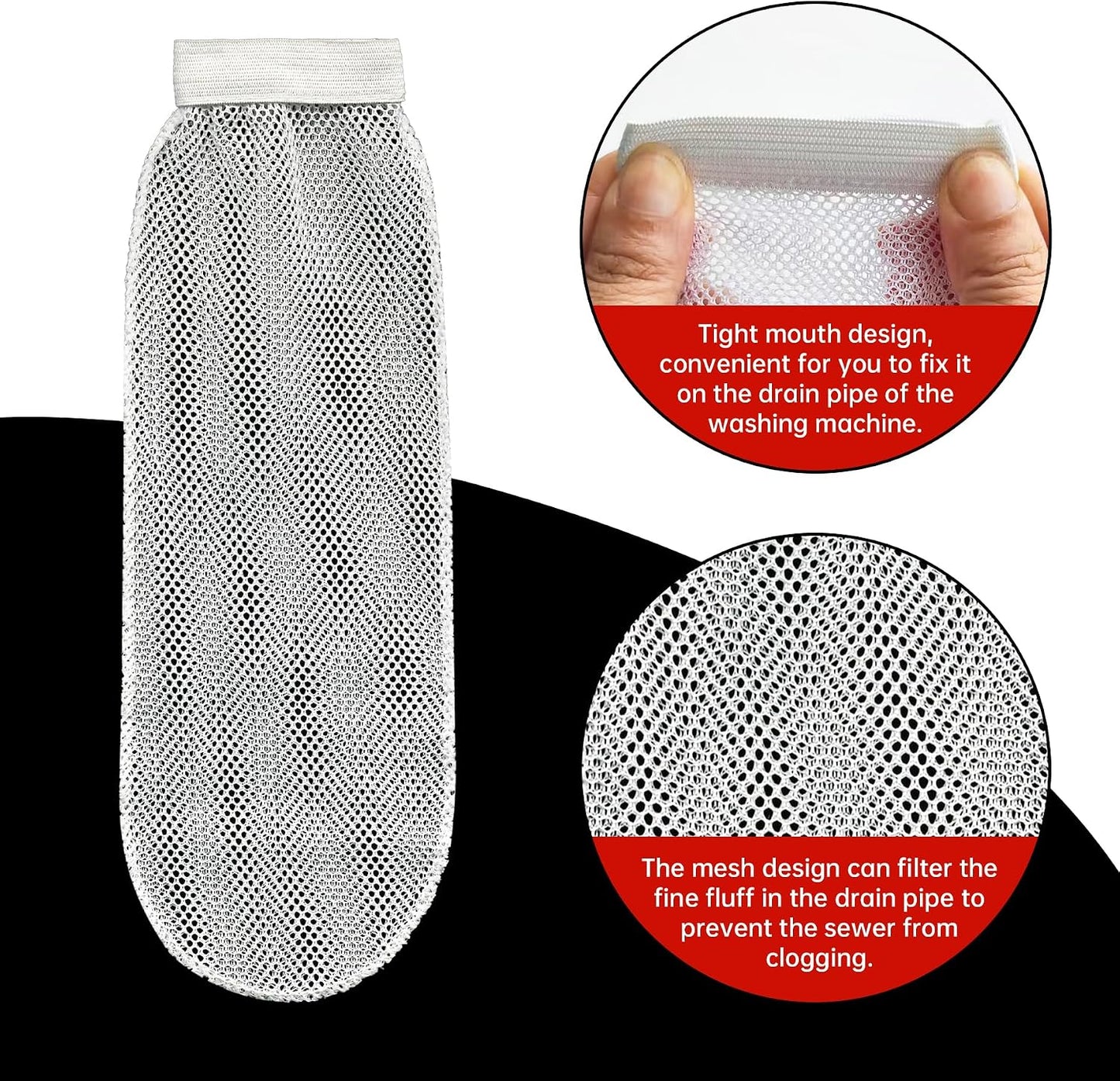 32-Piece Lint Trap and Cable Ties Set for Washing Machine, Includes 8 Nylon Mesh Lint Traps and 24 Cable Ties, Easy and Effective Lint Filtration (White)