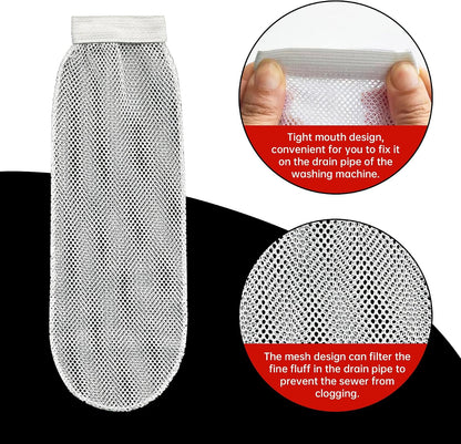 32-Piece Lint Trap and Cable Ties Set for Washing Machine, Includes 8 Nylon Mesh Lint Traps and 24 Cable Ties, Easy and Effective Lint Filtration (White)