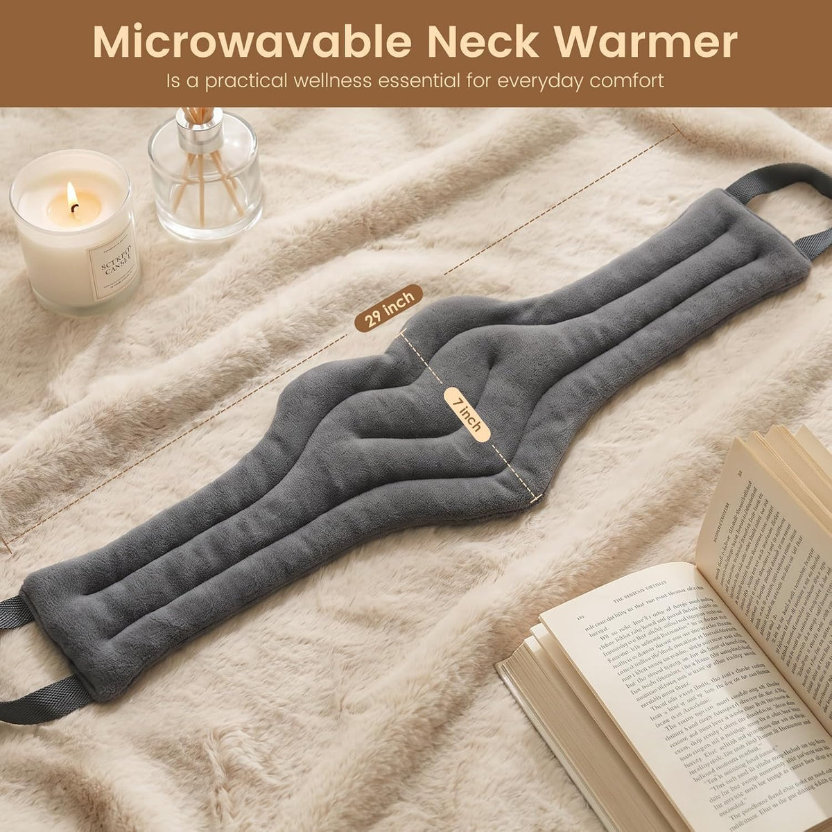 Microwave Heating Pad for Pain Relief, 8 x 18 Grey