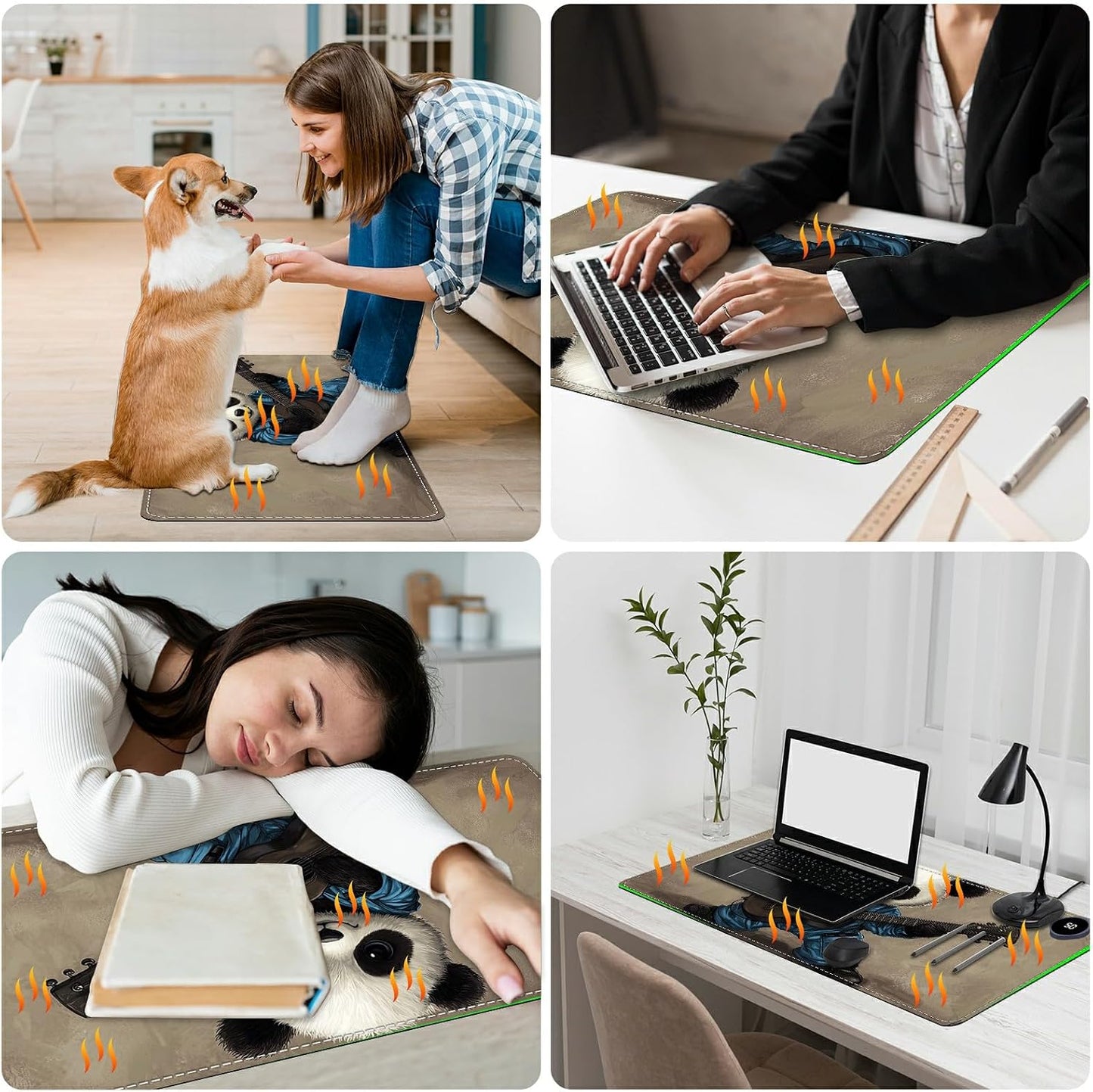 Heated Desk Pad Heated Large Mouse Pad, Electric Quickly Warm Desk Mat with 3 Levels Heating 3 Hours Auto Shut-Off, 31.5" x 13" Warm Gaming Mousepad Hand Foot Warmer, Baby Elephant