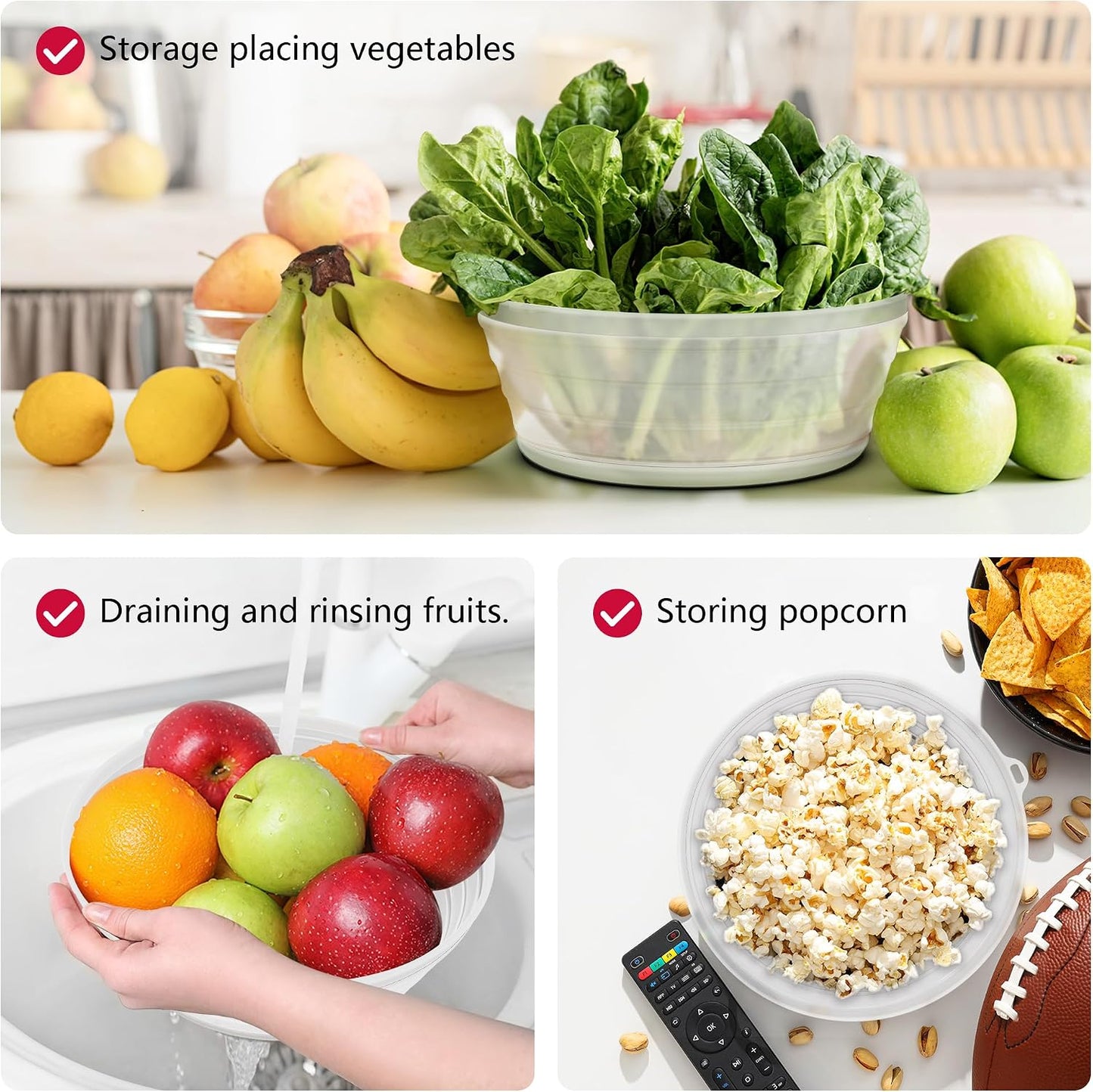 WVM Microwave Splatter Cover Vented for Food with Hook Hole, Splatter Guard & Colander Kitchen Gadget for Food, Meal Prep, Grey