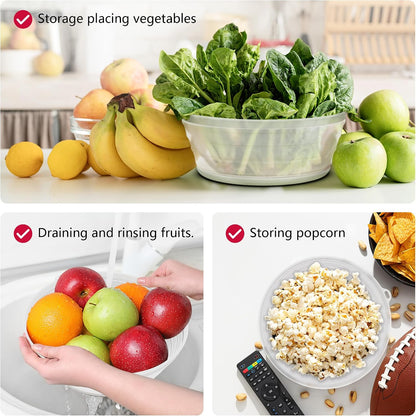 WVM Microwave Splatter Cover Vented for Food with Hook Hole, Splatter Guard & Colander Kitchen Gadget for Food, Meal Prep, Grey