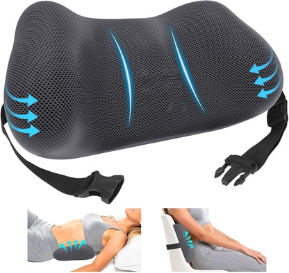 Lumbar Support Pillow, Memory Foam Back Cushion for Office Chair Car, Black