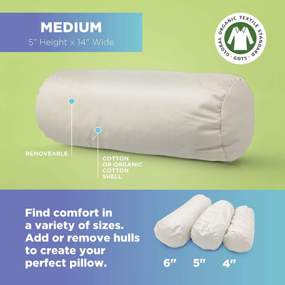Bean Products Natural Organic Cotton Kapok Neck Roll Pillow 4"Dia x 12"