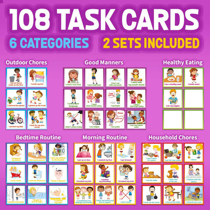 Behavior Reward Chart System - Pad with 26 Chore Charts for Kids, 2800 Stickers to Motivate Responsibility & Good Habits