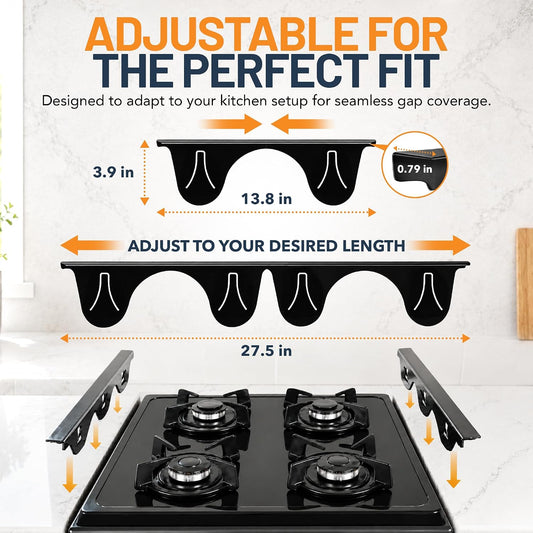 Linda’s Essentials Stainless Steel Stove Gap Covers (2 Pack) Adjustable Length 13.8" to 27.5" Stove Gap Covers Stainless Steel, Steel Adjustable Stove Gap Covers, Counter, Oven & Stove Gap Filler