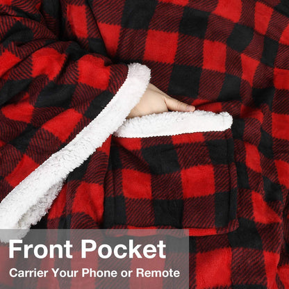 Catalonia Sherpa Wearable Blanket with Sleeves and Pocket for Adults