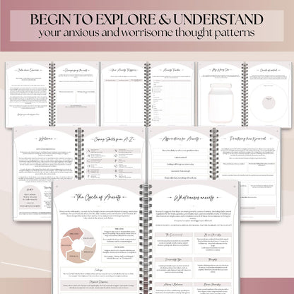 Templatables Anxiety Journal for Adults – CBT Therapy Workbook with Guided Prompts, Trigger Tracker, Sleep & Hydration Logs | Undated A5 Mental Health Notebook for Anxiety Relief & Stress Management
