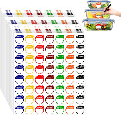 1680 Pcs 1" Square Day of The Week Labels, Removable & Writable Food Stickers in English/Español/Français for Restaurant Kitchen Containers and Inventory Management (Inches, 1 x 1)
