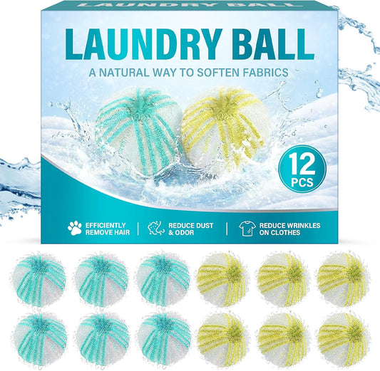 Pet Hair Remover for Laundry, Lint Remover Balls for Clothes, Cat & Dog Hair Remover for Laundry, Reusable Pet Hair Laundry Catcher，12Pcs