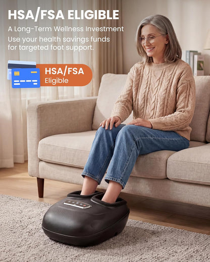 Shiatsu Foot Massager with Heat and Compression, Kneading, Rolling,Electric Feet Massager for Plantar Fasciitis, Neuropathy, Feet Heater, Foot Warmer for Women, Size Up to 14"