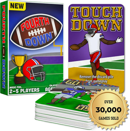 Fourth Down Football Card Game for Kids & Families | Fast-Paced Sports Game for Kids 8-12 | Birthday Gift for Boys, Travel Game | Illustrated Football Cards