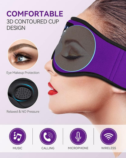MUSICOZY 3D Sleep Headphones Bluetooth 5.4 Sleep Mask with HD Speakers