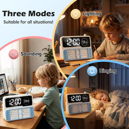 Visual Timer for Kids/Adults, ADHD Tools for Kids with Visual Schedule, 6-in-1 Time Timer with Alarm/Countdown/Digital Clock/Chore Chart, Smart Autism/ADHD Task Timer for Home Classroom - Pink