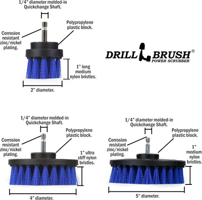 Ultra Stiff Drill Powered Cleaning Brush Set - BBQ Grill Brush - No Wires | Heavy Duty Industrial Stripping - Cordless Drill Power Scrubber Grill Brush for Household Cleaning Supplies - Rust Remover