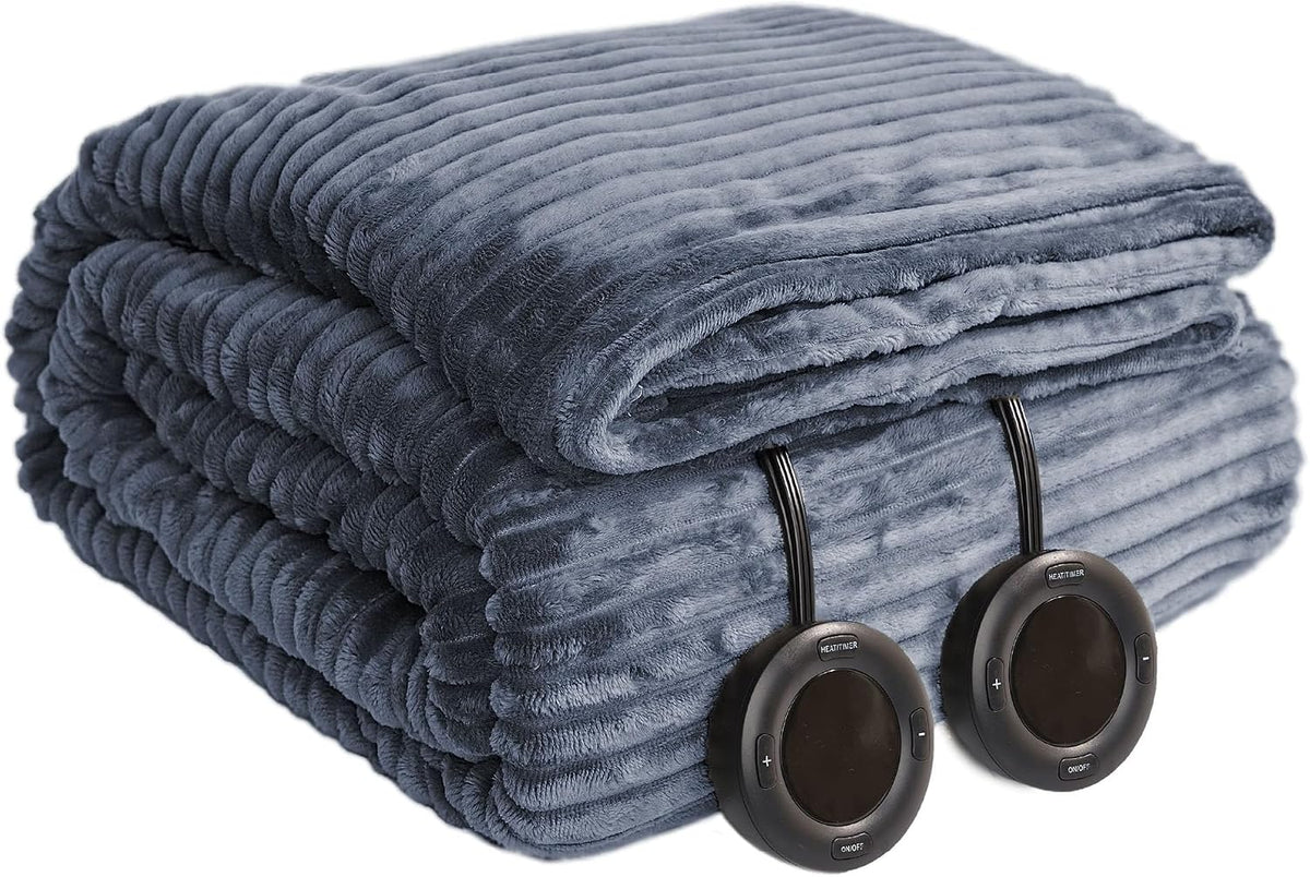 Heated Blanket 50x60”, 3 Hours Auto-Off Electric Blanket, Grey