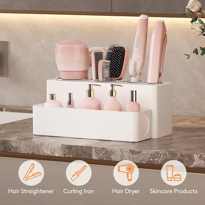 Lifewit Hair Tool Organizer Dryer Holder Countertop with 4 Cups, Black | 4 Stainless cups Tools Organizer, Acrylic body Hair Product Storage for Curling Iron, Brush, Straightener, Bathroom