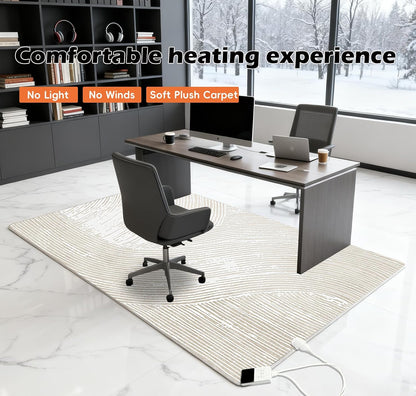 Electric Heated Carpet 35x55in Soft Plush Heating Rug 450W CX | Instant Warmth in 30s, 60 Heat Levels 12h Timer, Energy Efficient Safety Protection Ideal for Home Office Playroom 120V