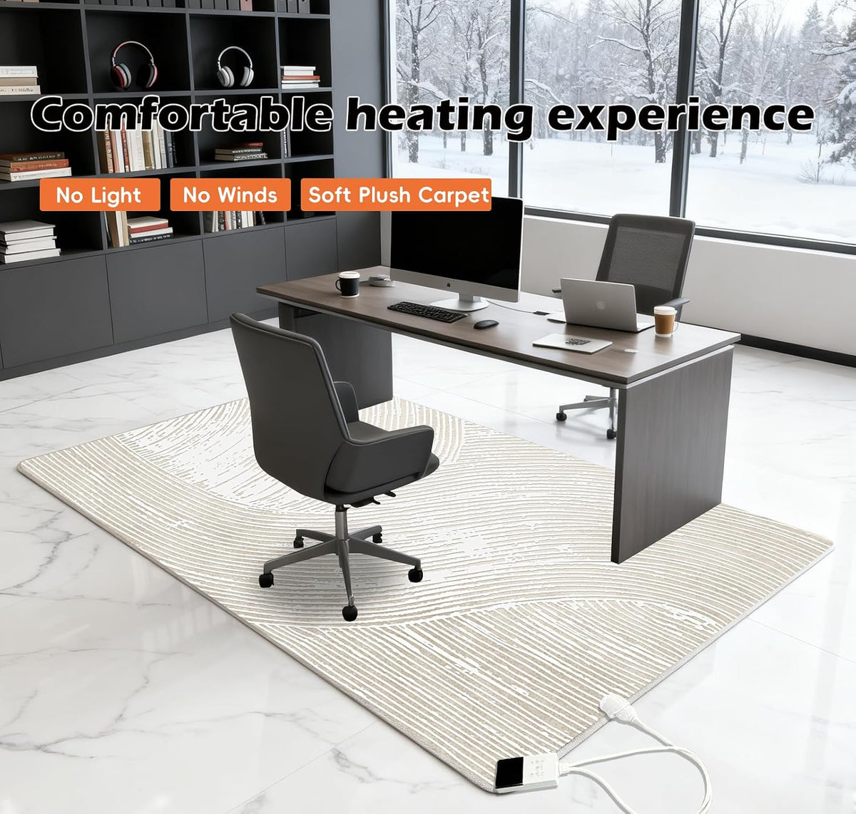 Electric Heated Carpet 35x55in Soft Plush Heating Rug 450W CX