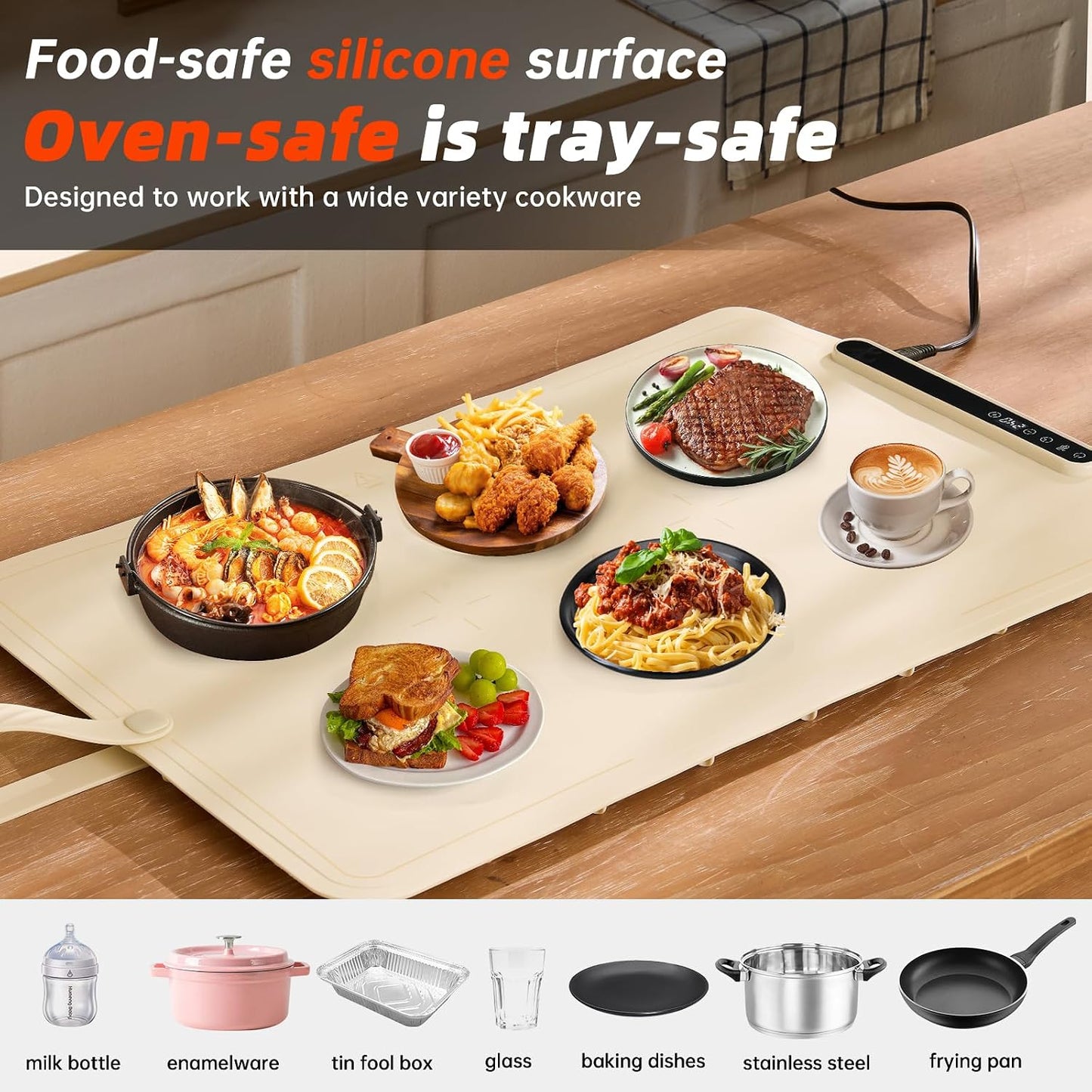 Warming Mat for Food Extra Large- 24"x16" Electric Warming Trays for Buffets Party, Food Warmers for Thanksgiving, Christmas House Warming Gift, Portable Heating Mat with 9 Temp Settings & 6H Timer