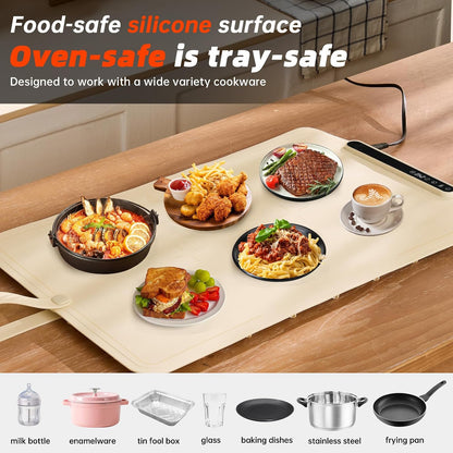 Warming Mat for Food Extra Large- 24"x16" Electric Warming Trays for Buffets Party, Food Warmers for Thanksgiving, Christmas House Warming Gift, Portable Heating Mat with 9 Temp Settings & 6H Timer