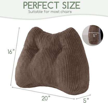 Lumbar Support Pillow for Recliner Chair/Accent Chair/Couch/Office Chair, Tufted Corduroy Back Support Cushion for Elderly, M-Shaped Recliner Cushions for Back Rest, Pain Relief, Reading, Dark Grey