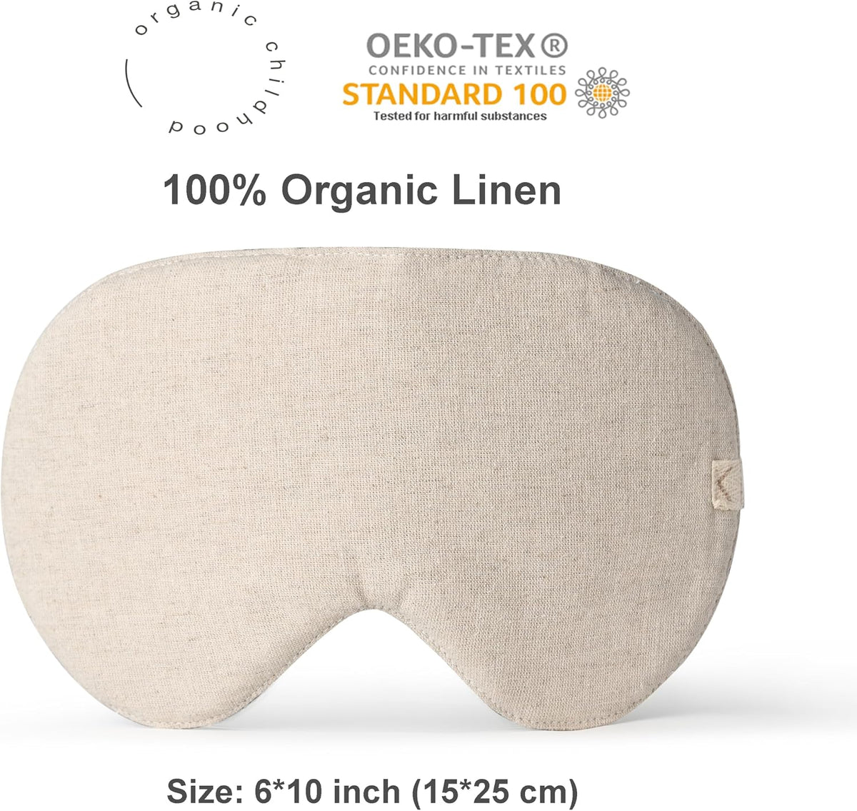 2-Pack Linen Eye Sleep Mask, Organic Blackout, Oversize Shape Cover