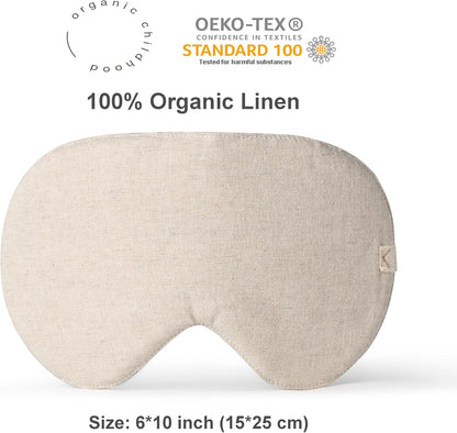 2-Pack Linen Eye Sleep Mask, Organic Blackout, Oversize Shape Cover