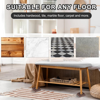 PATIKIL 1.5x1.5 Furniture Coasters, 12 Pcs Caster Cups Furniture Cups Rubber Non-Slip Square Feet Anti-Slip Stopper Pad Protector Sliding for Hardwood Floors Carpet Chair Table, Coffee
