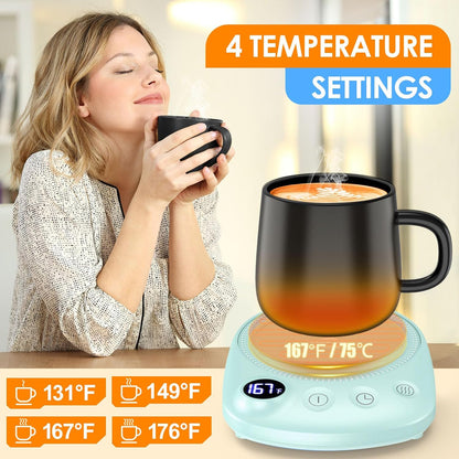 Coffee Mug Warmer - Fastest Heating & Highest Temperature, Coffee Cup Warmer for Desk Auto Shut Off, 4 Temp Settings & 1-12H Timer, Smart Electric Beverage Warmer for Coffee, Tea (Black)
