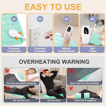Heating Pad,Heated Blanket,Heating Pad for Back Neck,Grey,24x12 Inch | Electric Heating Pad,Dry/Moist Heat Heating Pads,Heating Pads for Shoulder,Abdomen,Heat Pad for Women Men,Birthday Gift