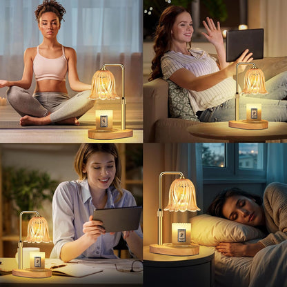 Candle Warmer Lamp with Timer Dimmable: Birthday Gifts for Women Adjustable Height Candles Light Warmers Lamps Gold Crystal Candle Warmer, House Warming Gift New Home Decor, for Women