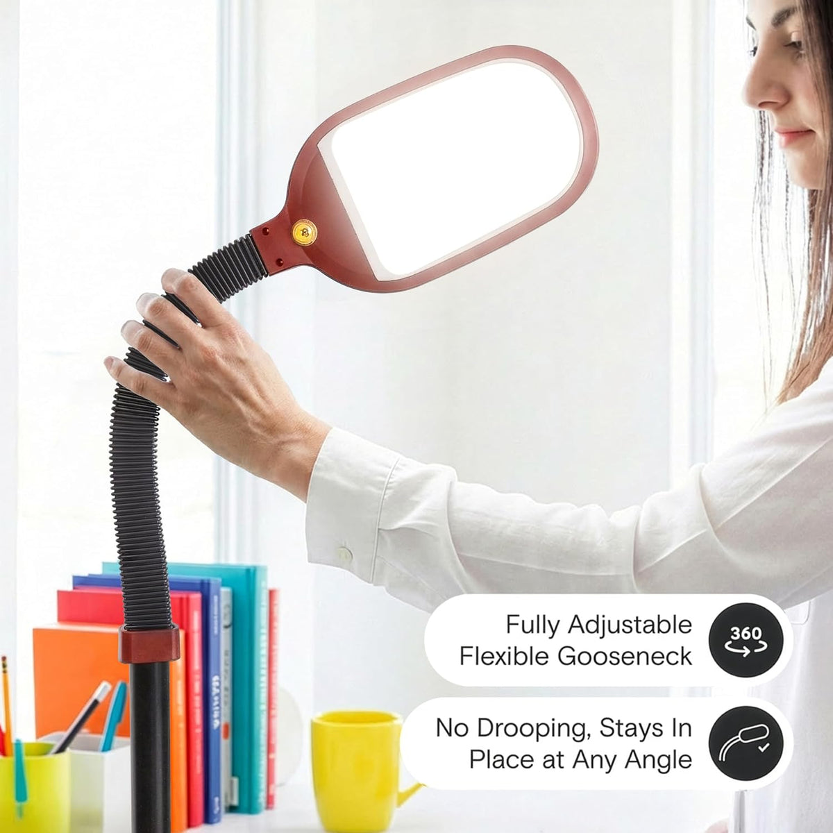 Brightech Litespan - Bright LED Floor Reading Lamp for Over Chair Crafts and Reading, Esthetician Light for Lash Extensions, Gooseneck Adjustable Standing Lamp for Living Room, Bedroom, Office - Black