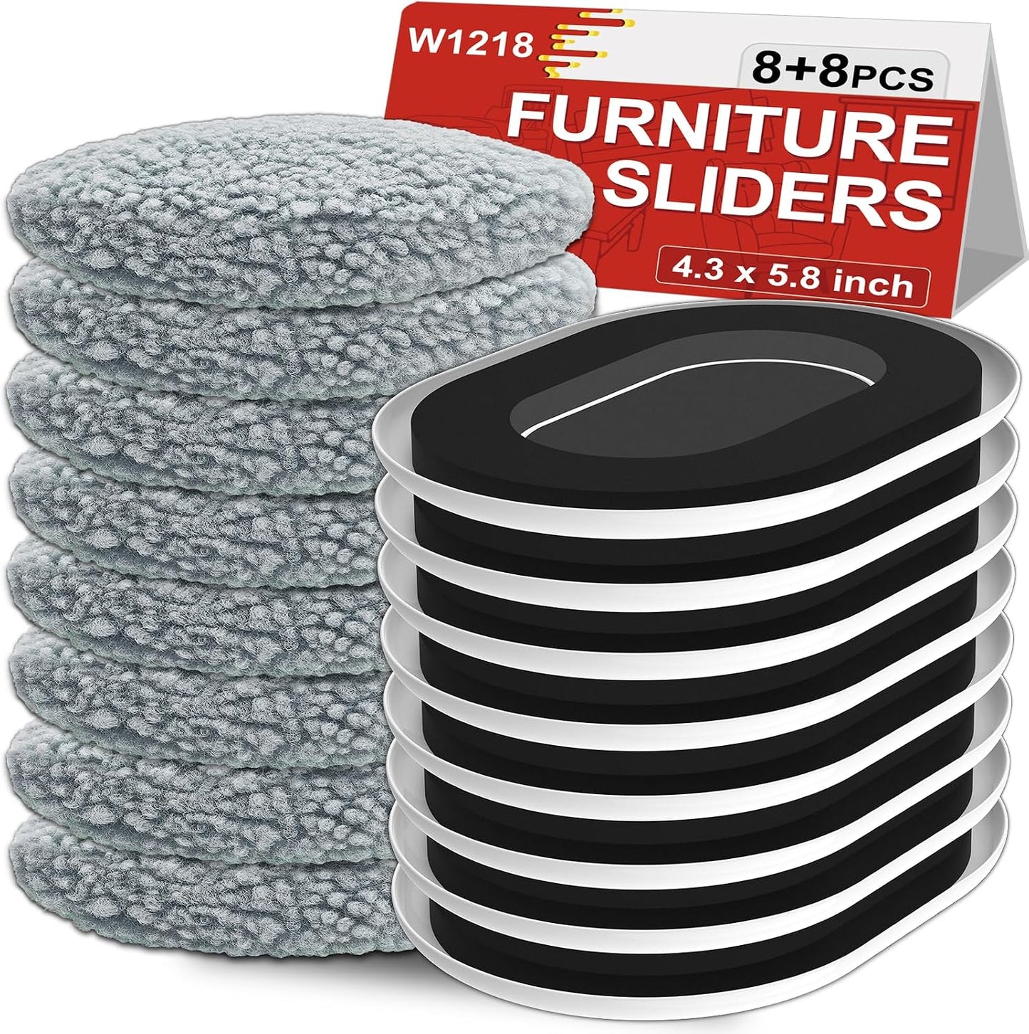 New Upgrade Furniture Sliders: Multi-Surface 3-in-1 Furniture Movers Slider | Heavy Moving Pads with 8PCS 4.3" Carpet Sliders + 4PCS Hard Floor Socks + 1 Lifter - Protect Floor and Easily Move Furniture
