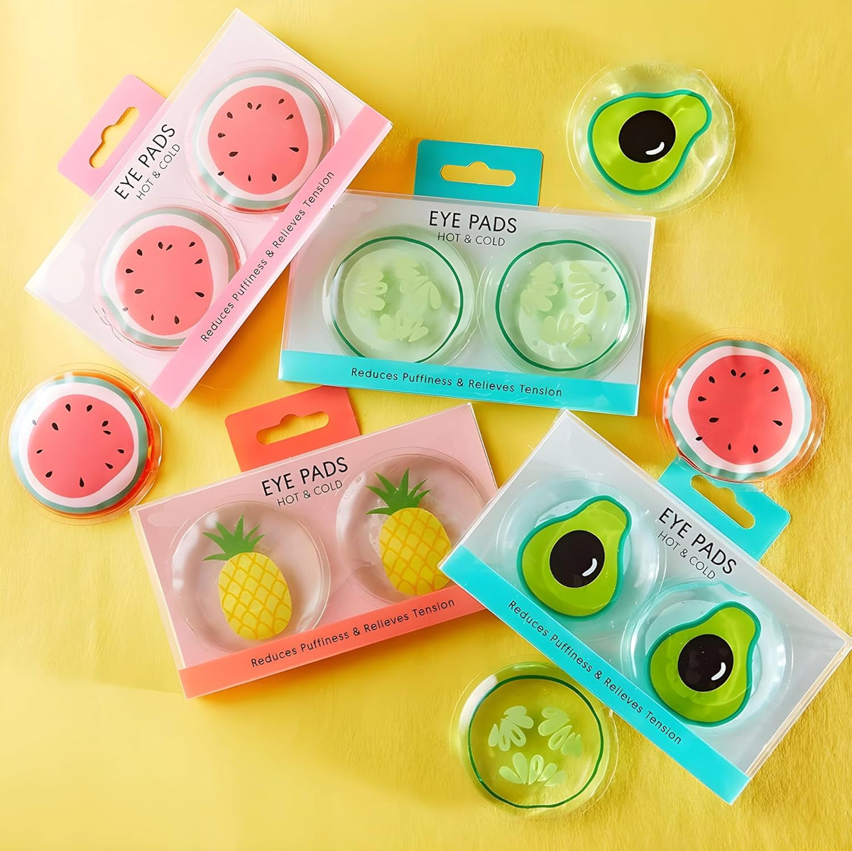 Bexter Watermelon Hot & Cold Eye Pads – Gel Eye Masks for Puffiness, Dark Circles, Migraines & Stress Relief – Reusable, Microwavable & Freezable – 2 Pads Set